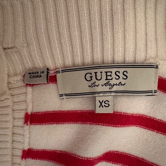 Guess Red & White Striped Knit Cropped Top XS - Picture 3 of 4